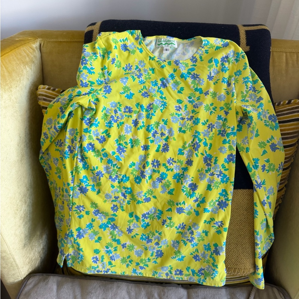 ☀️🌴Seawaves 1970s Vintage Swim Top - Floral Long-Sleeve Tee